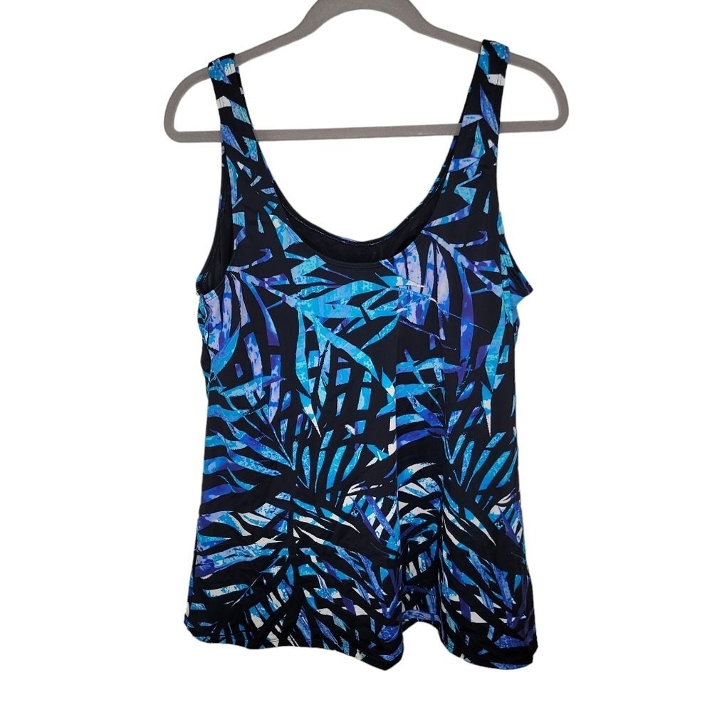 Swimsuits For All tropical palm leaf print tankini top size 22